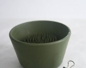 Vintage Flower Frog - Small, Green, Round, Photo Display, Home Office Organizer