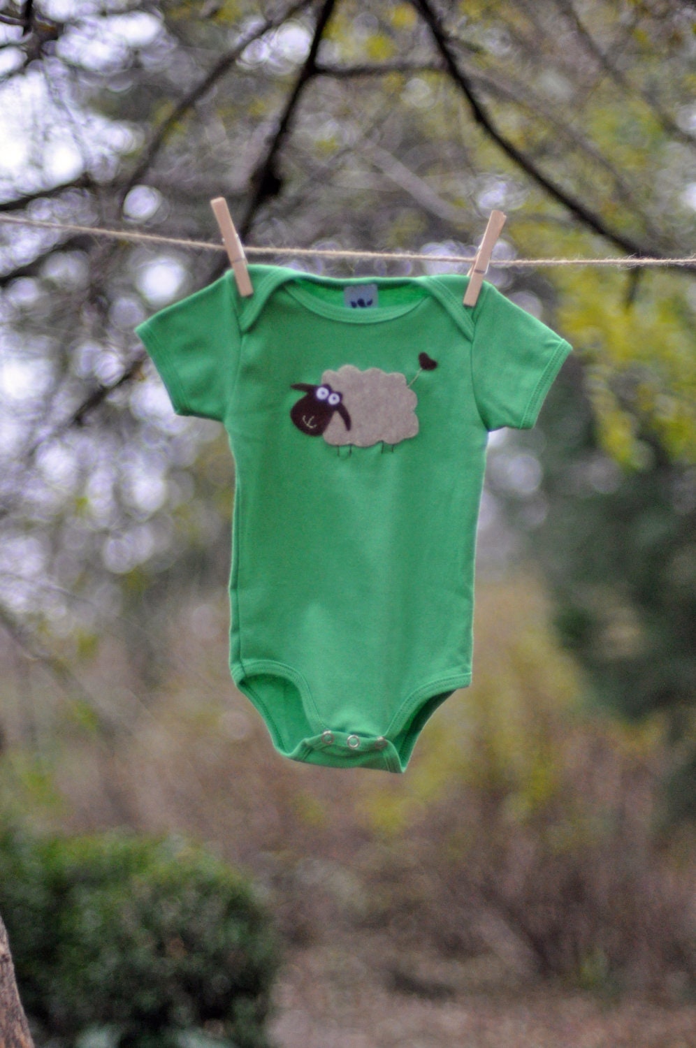 Sheep Green Onesie - American Apparel Cotton Short Sleeve Bodysuit - Boy or Girl Baby Toddler - Gender Neutral