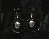 Sugar Skulls Hoop Charm Earrings: Day of the Dead, Dia de los Muertos