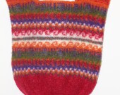 Felted Knit Tote Bag Purse Multi-Colored Orange, Red, Purple, Green and White