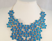 NEW Sky Blue Daisy Resin Bib Necklace, Statement Jewelry,  Bubble Statement Necklace,Chunky Bib Necklace J Crew Inspired something blue