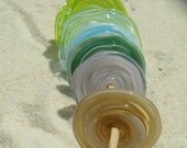 Lampwork Large Disk Beads in Greens, Pink, Blues, Topaz, Handmade SRA LETEAM Glassymom