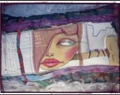 Fabric Collage pillow- Girl