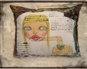 Modern funky Fabric Collage pillow- Girl