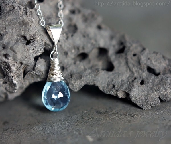 Blue Topaz jewelry Blue Topaz necklace sterling silver - Blue necklace December birthstone winter wedding something blue ice ohtteam - Nimue