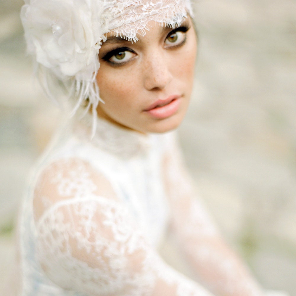 Deco Headwrap Organza Fascinator Chantilly Lace 758