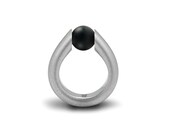 Obsidian Tension Set Ring Stainless Steel Modern Jewelry