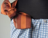 Upcycled Clothing for Women - Blue and White Checkered Tank Top with Two Neckties Shoulder Straps - made from mens shirt and neckties
