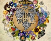 earth poster wanderlust art travel print earth globe world Wonderstruck 11 x 14 PRINT mixed media art collage rainbow bright colorful
