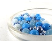 40 vintage 50s blue beads variety aurora borealis and lucite