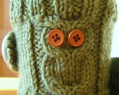 Owl Mug Cozy // Hand Knit // CHOOSE YOUR COLOR // Vegan Eco-Friendly Yarn // Coffee, Tea, Hot Coco