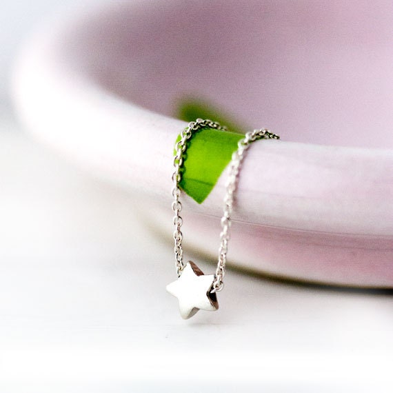 Tiny Silver Star Necklace / Make a Wish / Simple Dainty Everyday Necklace / Jewelry by burnish - burnish