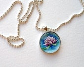 Pink Lotus Flower Pendant Necklace Reversible Original Flower Art to Elegant Spirals