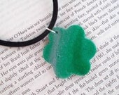 Emerald Green Necklace Polymer Clay Pendant - Spring Jewelry