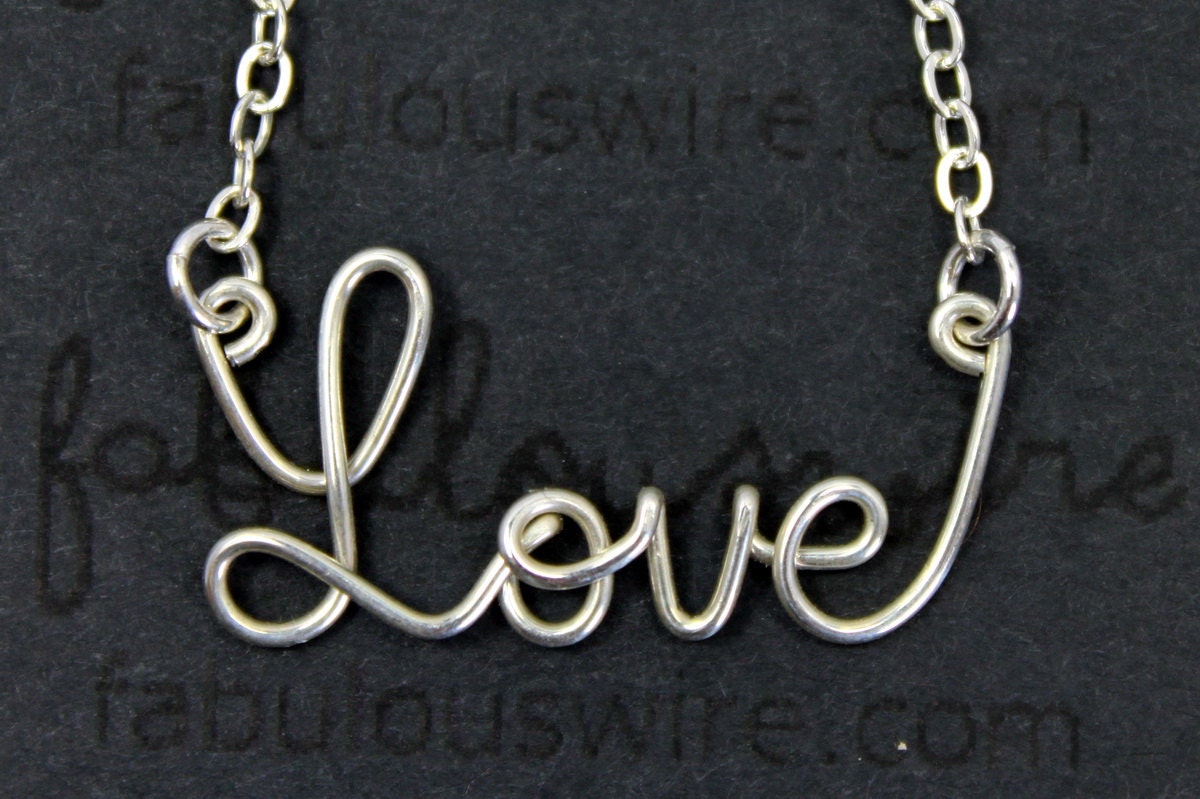 Love Word Necklace - Sterling silver Wire Jewelry