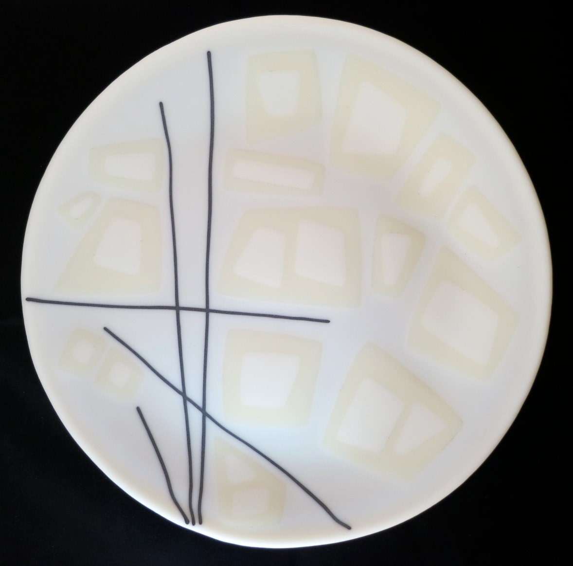 12" Glass Bowl ( sandblasted cream,white, black & blue )