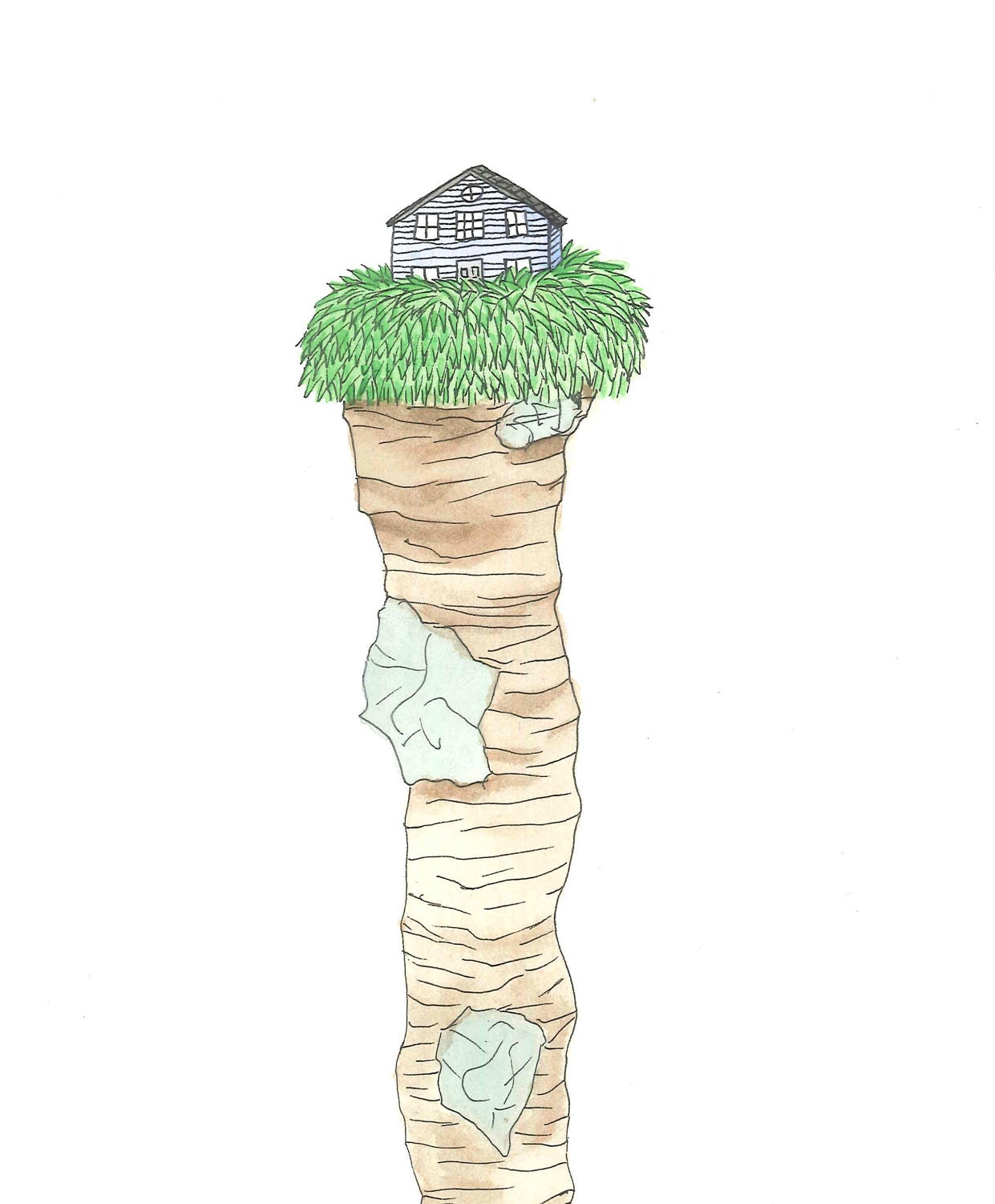 August 6, 2012 (Earthly Delight 2) - original ink and watercolor drawing