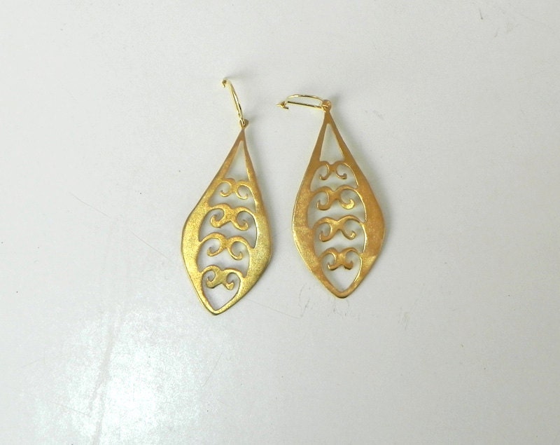 Handmade 14K gold plated teardrop earrings with gold plated sterling silver hangers
