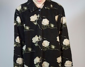 90s grunge floral print jacket cream roses SPRING coat