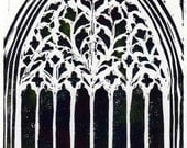 York Minster Window linocut relief print unframed