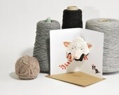 Sheep Wearing Scarf 3D Pop-up Christmas Card - Handmade