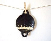 Gold Polkadots Ceramic. Contemporary Gifts . Black Ceramic from Guatajiagua. Trinket Holder. Nuts Serving Plate. Rustic Home Decor.