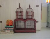 Vintage Bird Cage, Victorian Era, Large, of Bamboo, Wood and Wire. TREASURY ITEM