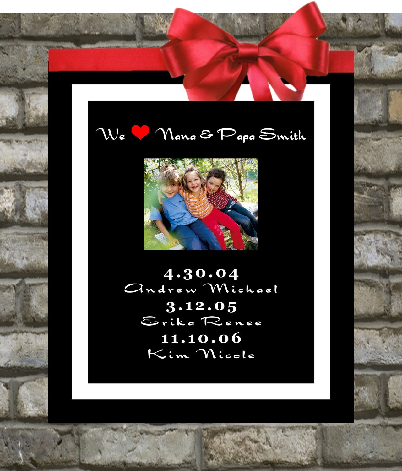 Gift for Grandparents Grandma Grandpa: From Grandkids or Kids Birth Dates Names Quote Family Art Print Custom Personalized Gifts Children