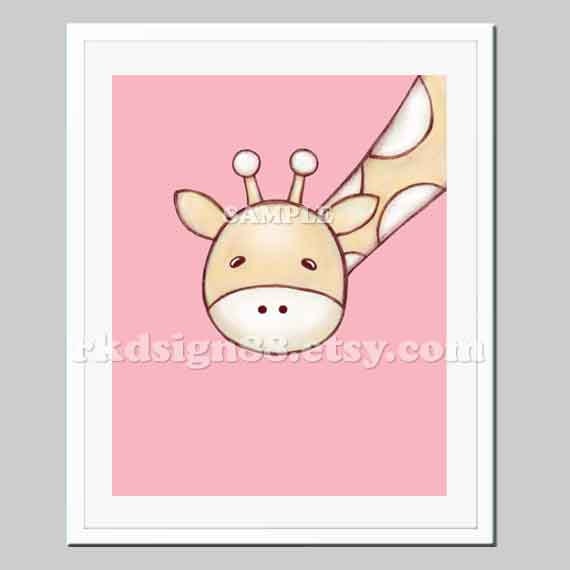 Childrens wall art, girl nursery art print, baby nursery decor, nursery print, kids art, giraffe art, pink - My Giraffe 8 x 10 print