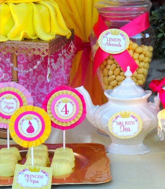 Candy Jar Labels - Belle - BEAUTY and the BEAST Inspired - Princess Birthday, Girls Party - Girl Birthday - Krown Kreations Il_570xn