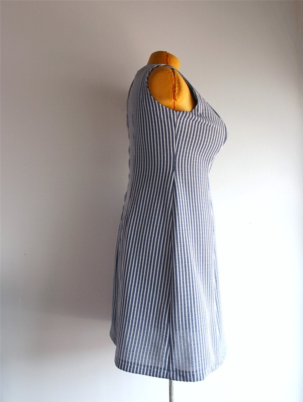 large / XL octopus dress - vintage 60's womens applique upcycled clothing - striped shift