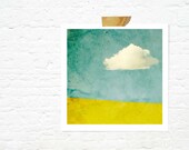 minimalist art spring summer print bold vibrant pastels blue teal soft green white - One Cloud