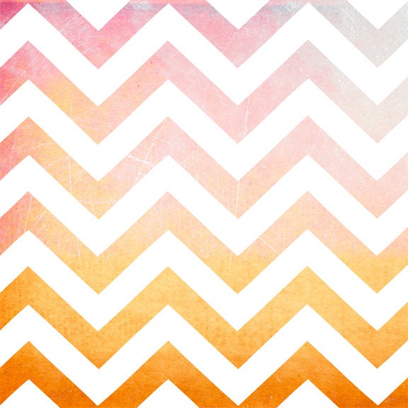 Geometric ombre chevrons print home decor nursery art autumn colours pink and orange - sunset chevrons