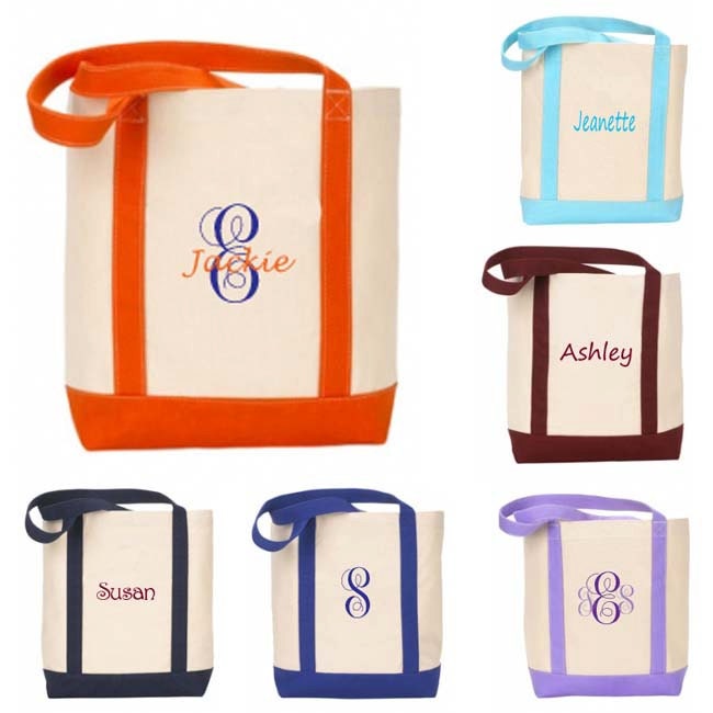 Personalized Bridesmaid Gift Large Boat Tote (Set of 5)