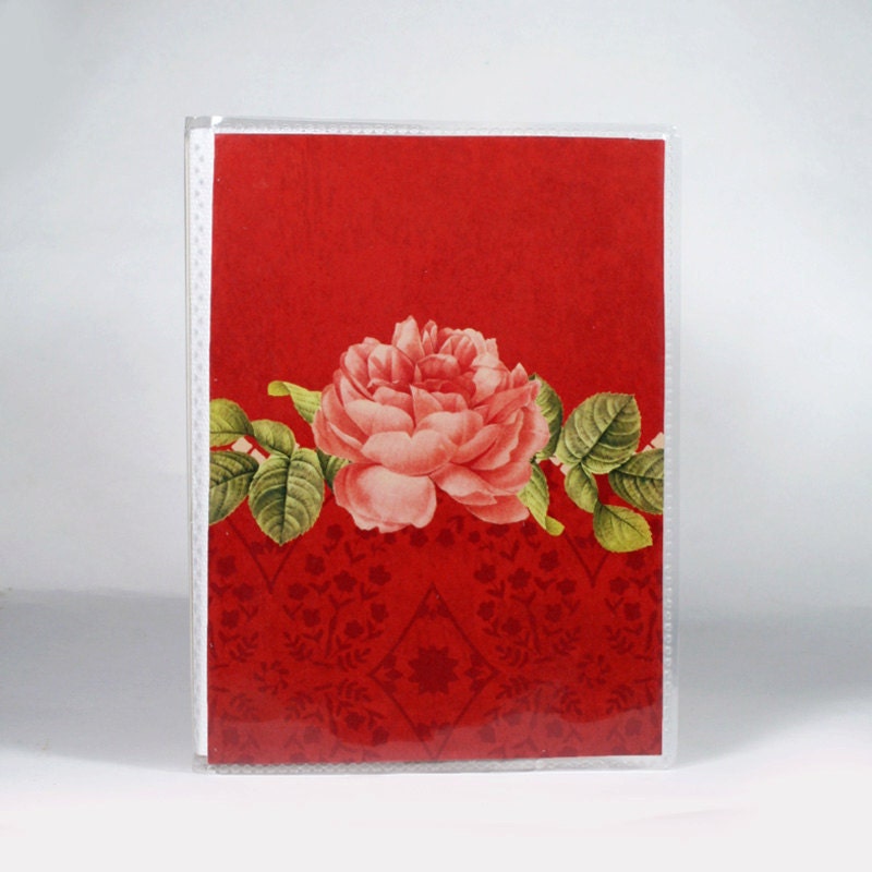Red Photo Album Photo Book with a Coral Rose