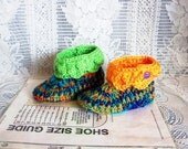 Crocodile stitch Booties.  Boot Slippers with Slipper Gripper(TM) Sole. Unisex. Baby shoe size range 6-8.