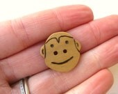 Handmade Wood Button - Poplar Wood - Monkey - Made to Order