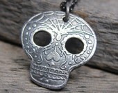 Elements and Artifacts Sugar Skull 2012 ... Sterling Silver Hand Drawn Imprint Design