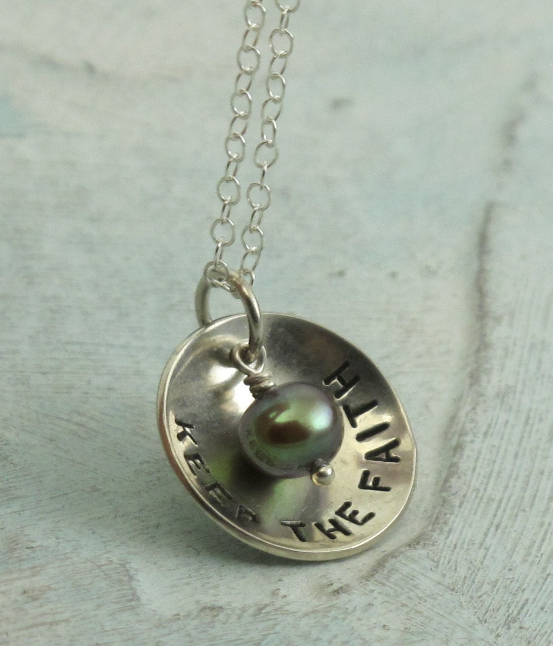 Keep the Faith - sterling silver necklace with pearl by Kathryn Riechert