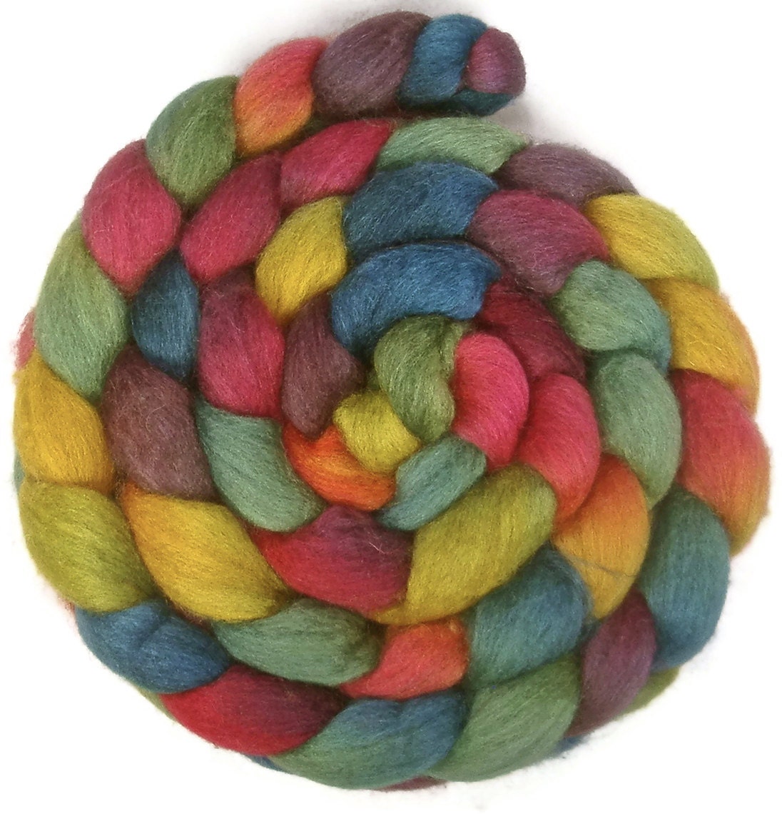 Handpainted BFL Tussah Silk Wool Roving - 4 oz. ARCADE - Spinning Fiber
