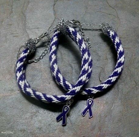 Find A Cure For Alzheimers kumihimo bracelet with beadwork