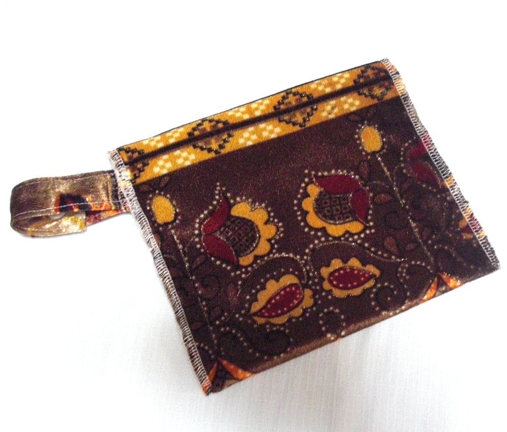 cloth wipe travel bag, glitter and velvet flowers