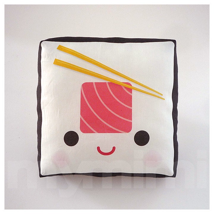Decorative Mini Pillow, Kawaii Print, Toy Pillow - Yummy Tuna Sushi Roll