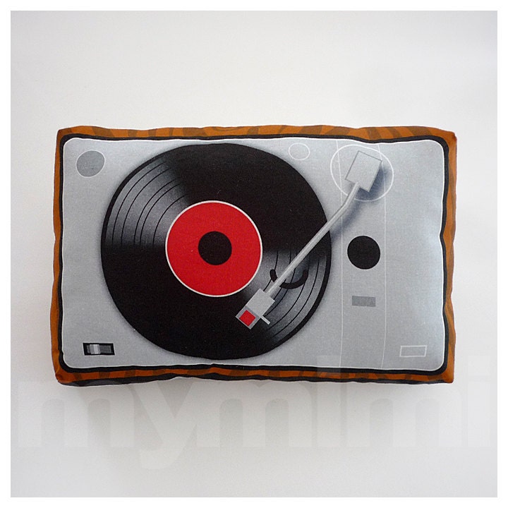Decorative Pillow, Mini Pillow, Throw Pillow, Toy Pillow, Stuffed Toy  - Vinyl Player
