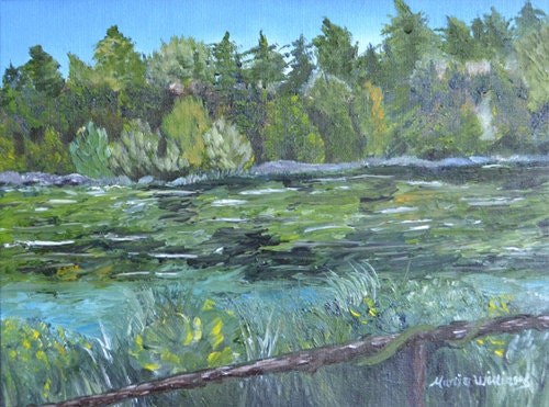 Summers Greens - Pond River-  Original Oil by Maria Williams