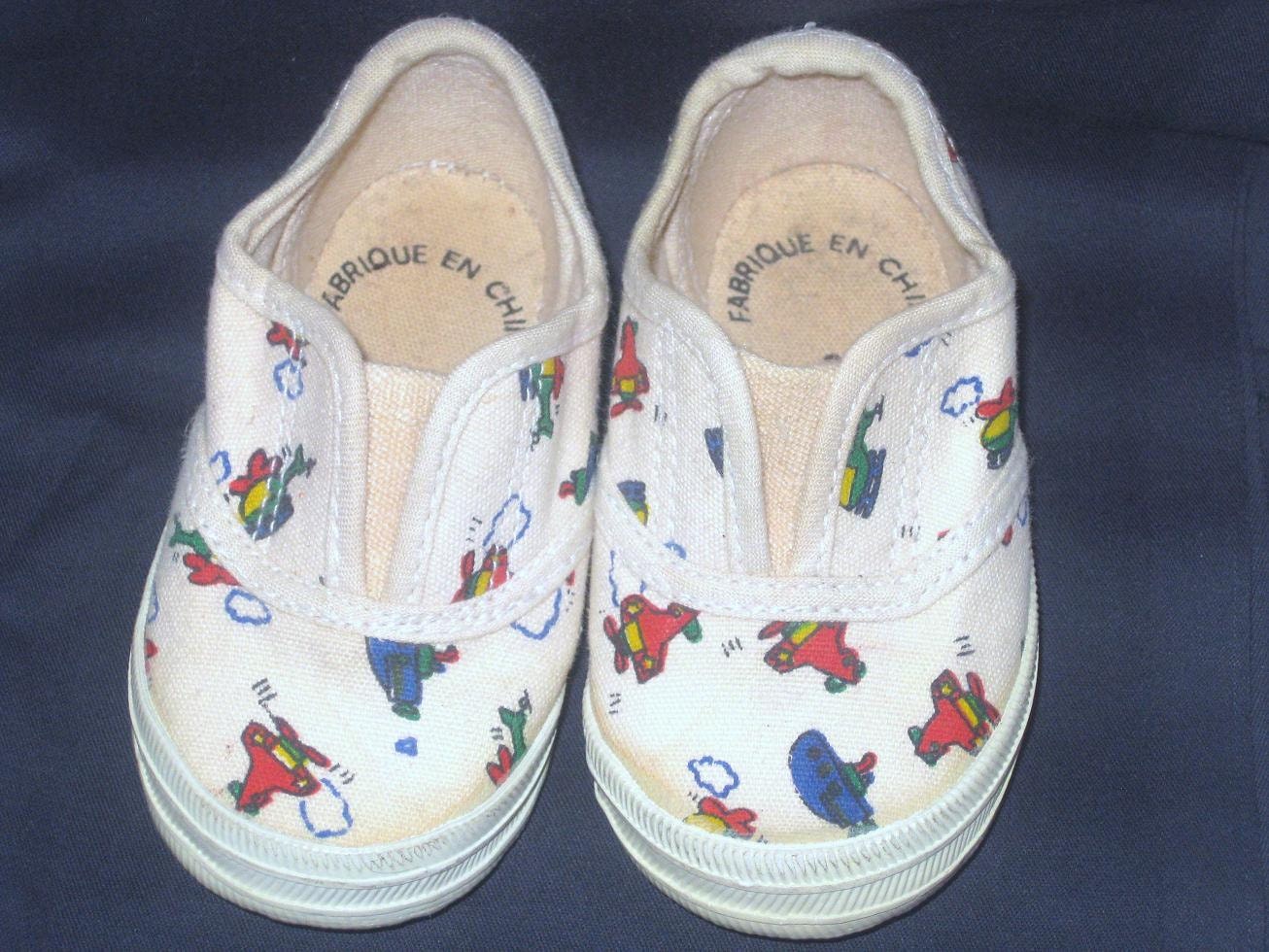 Childrens Vintage White Skimmer Tennis Shoes SLIP ON SNEAKERS, Size 3 Toddler Baby