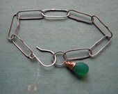 Bracelet - Oxidized Sterling Chain with Green Onyx