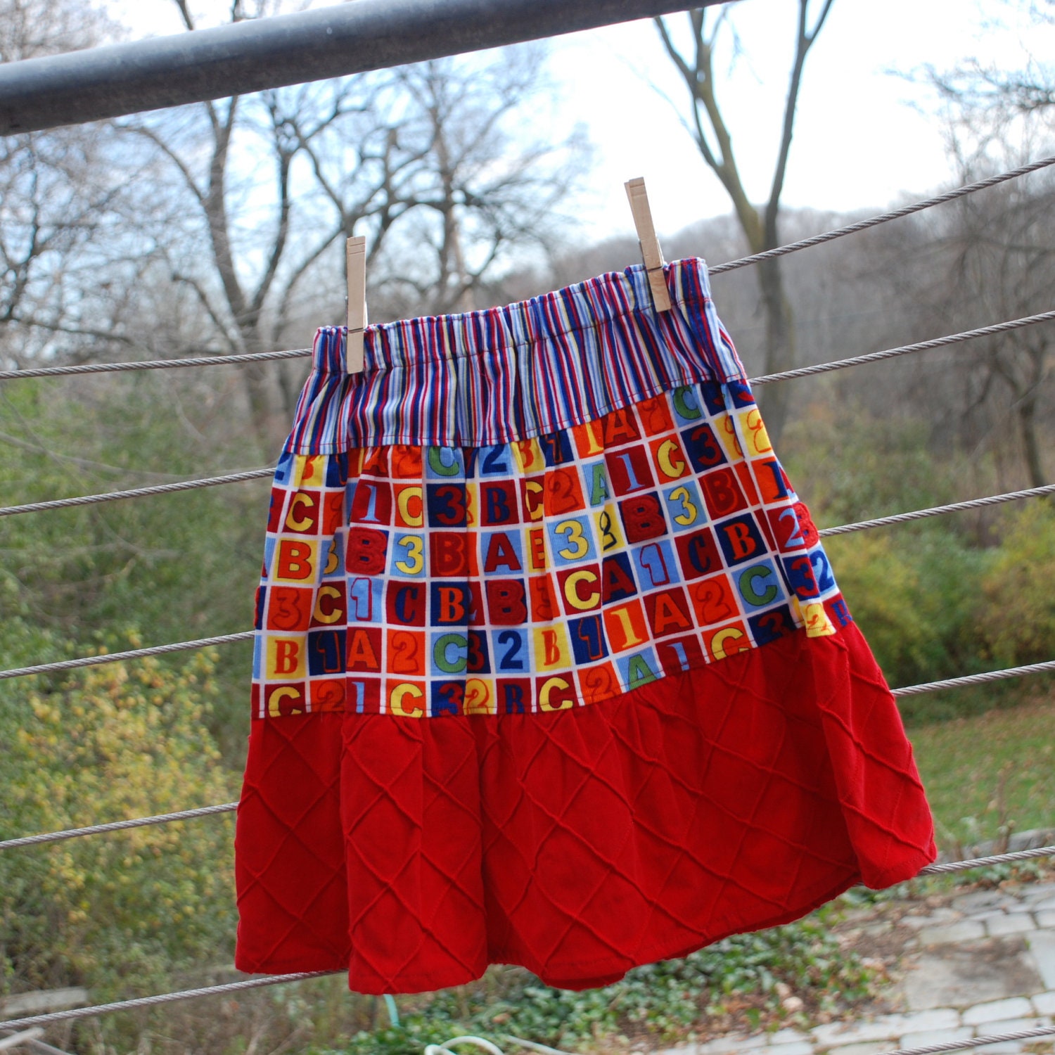 A B C corduroy boho skirt for girls ... on sale from gock's frocks