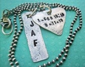 Personalized Guitar Pick Necklace hand stamped -  Music In Me - Unisex Guitar Pick & Bar Sterling Silver