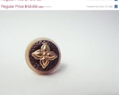 FALL CLEARANCE SUMMER Clearance Medieval Renaissance Geometric: Brown and Goldtone Braided Cross Button Ring. - ephemeralpillages